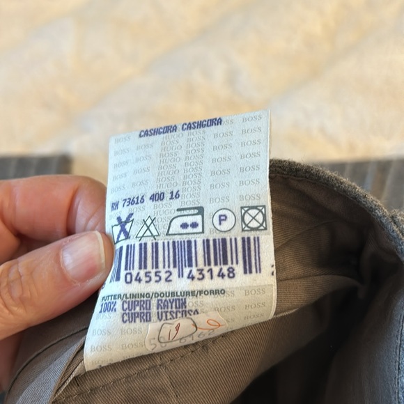 Hugo Boss Vtg wool grey pinstriped unisex wide straight leg trouser pants L XL - Picture 9 of 14